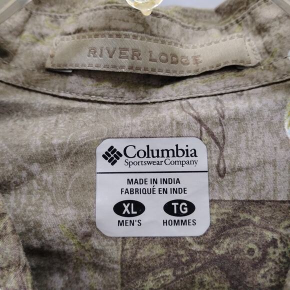 🐟Columbia River Lodge Fishing Shirt 🎣 XL Cotton Angler Print Short Sleeve🚣 - Picture 8 of 15